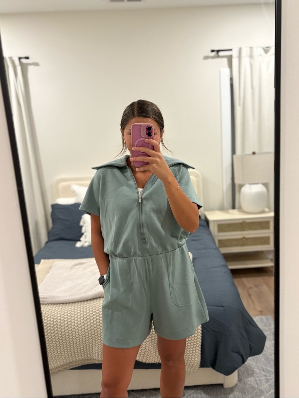 NWT SPANX AirEssentials Half-Zip Romper Quarter Zip Size XL